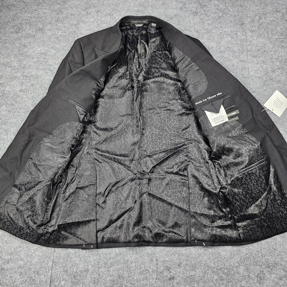 Indochino Blazer Mens 40 Black Yaletown Linen Wool Notch Lapel Check Career Suit